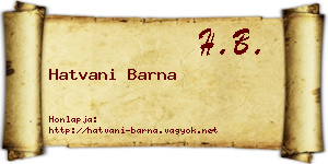 Hatvani Barna névjegykártya