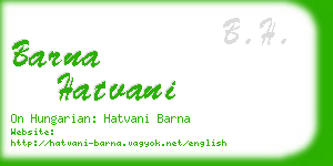 barna hatvani business card